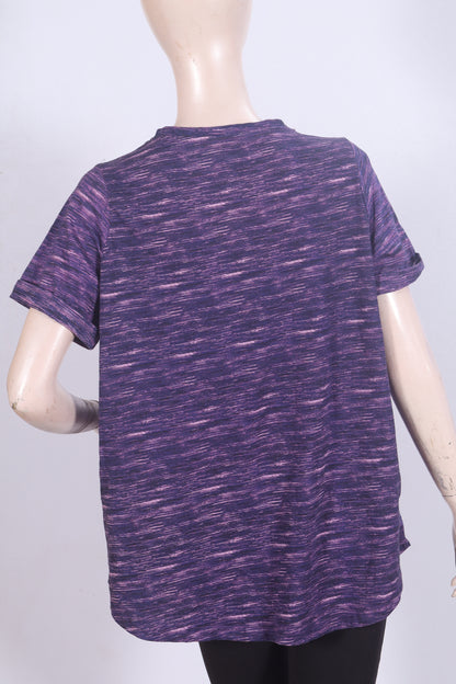 Title: Women's Space-Dye Split Neck Tunic Top – Plum