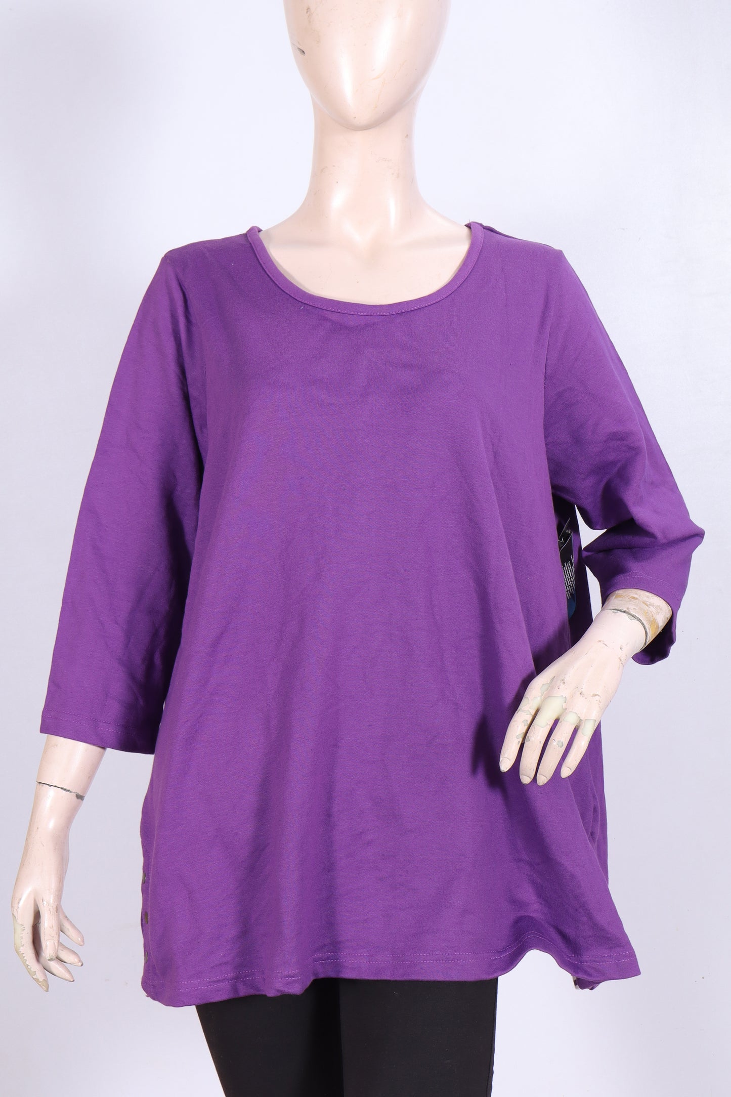 omen’s Purple 3/4 Sleeve Tunic Top - Relaxed Fit