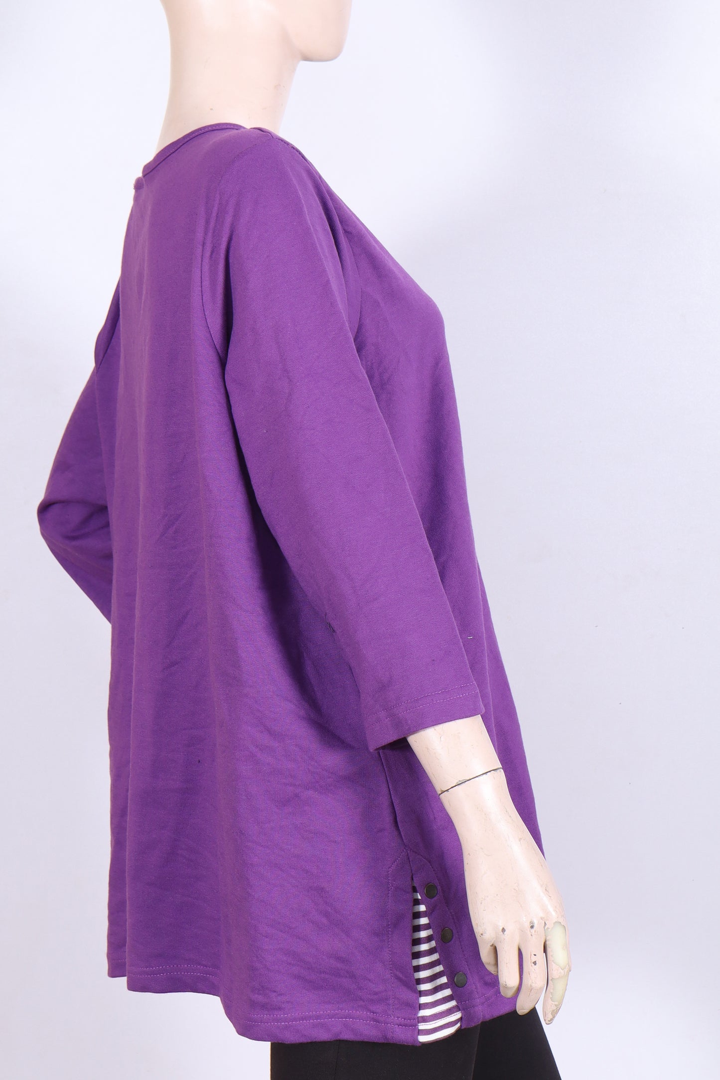 omen’s Purple 3/4 Sleeve Tunic Top - Relaxed Fit
