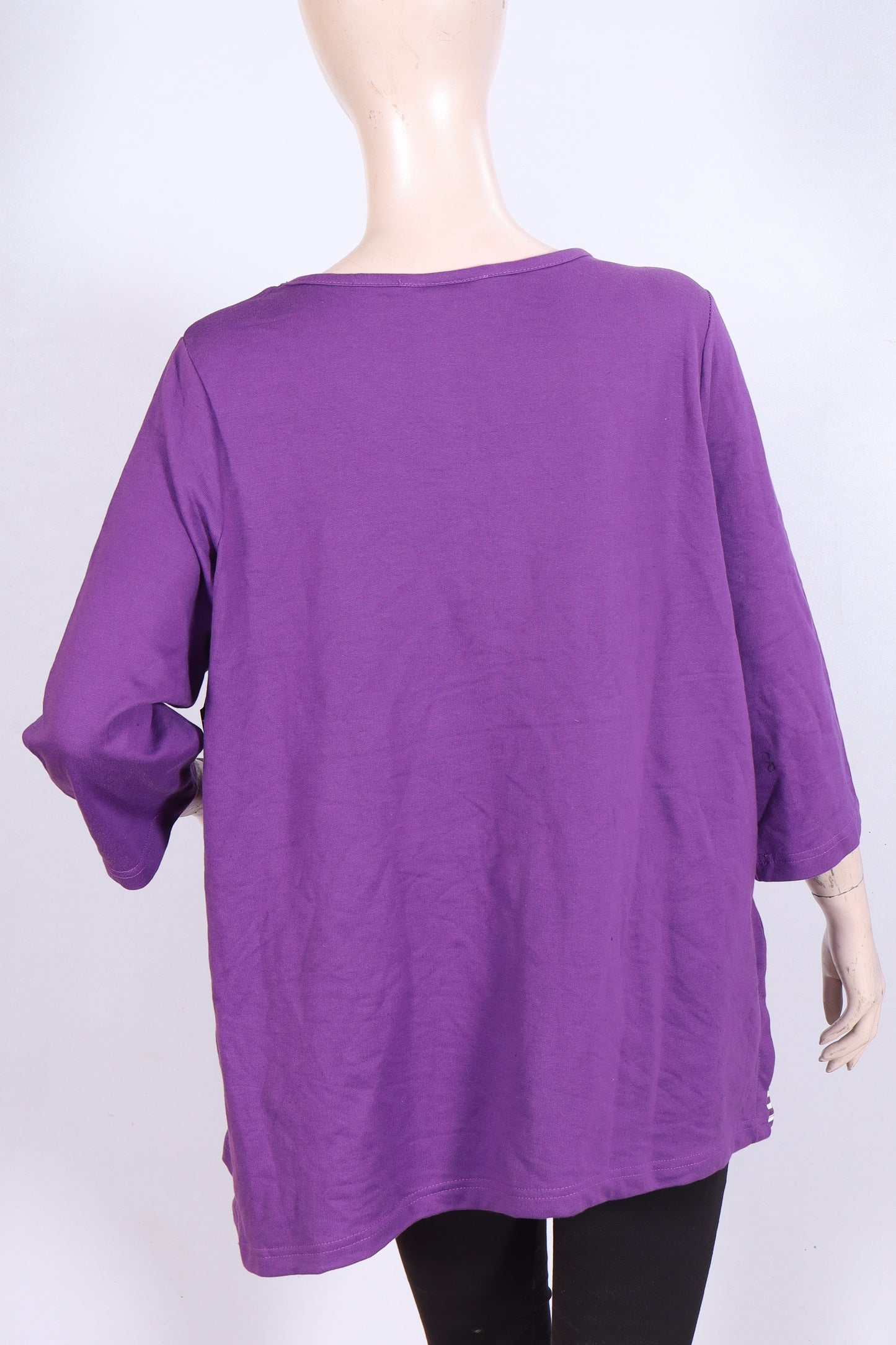 omen’s Purple 3/4 Sleeve Tunic Top - Relaxed Fit