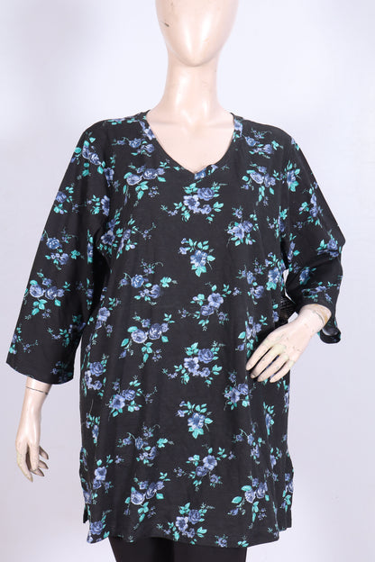 Midnight Floral V-Neck Jersey Tunic