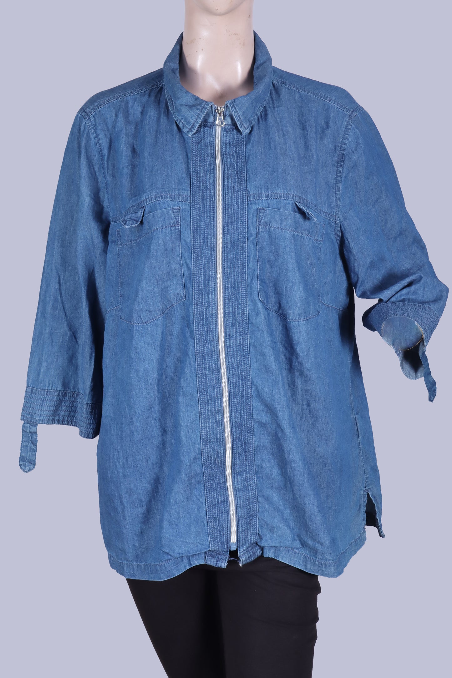 Stylish Denim Zip-Up Shirt