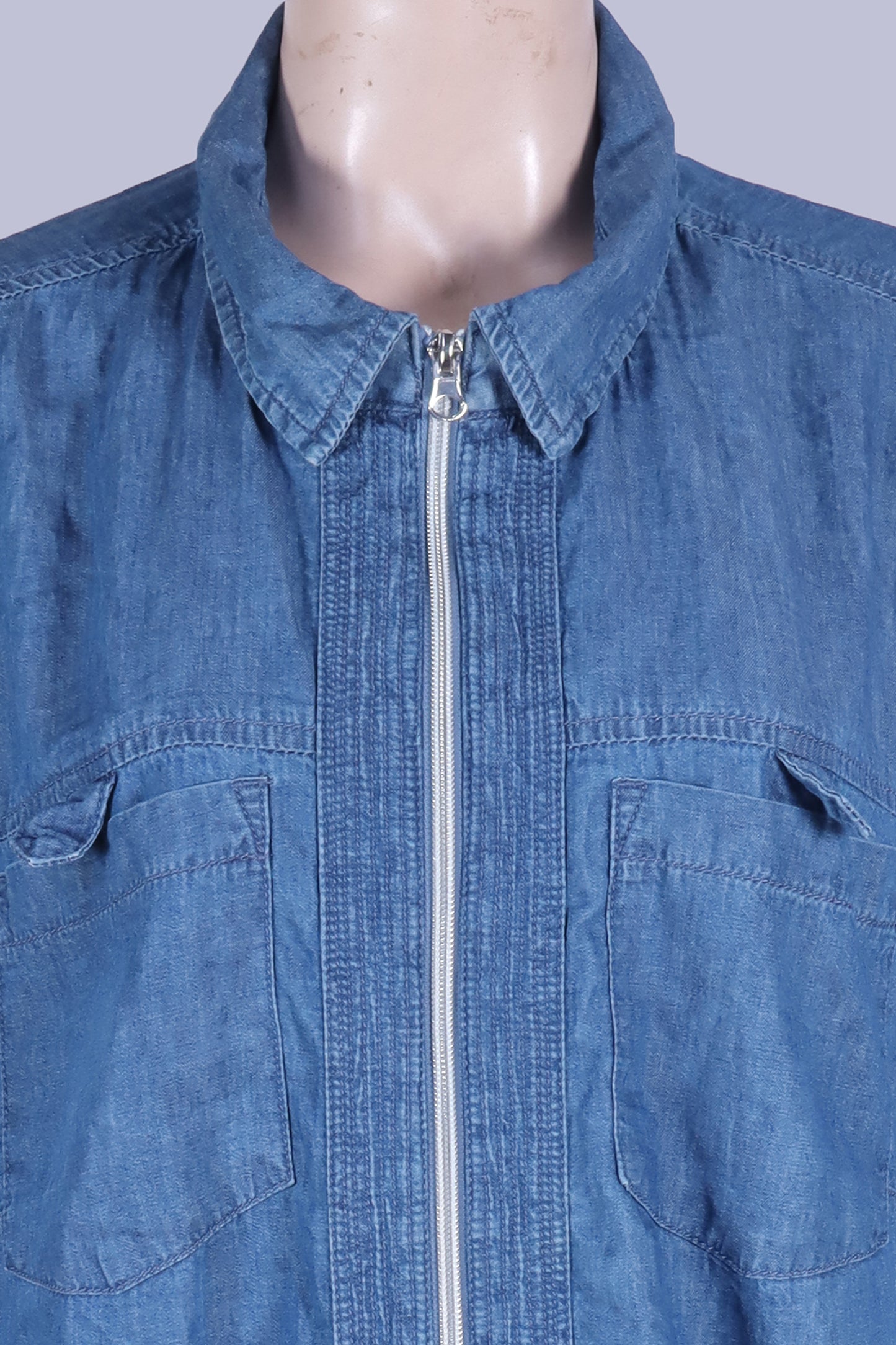 Stylish Denim Zip-Up Shirt