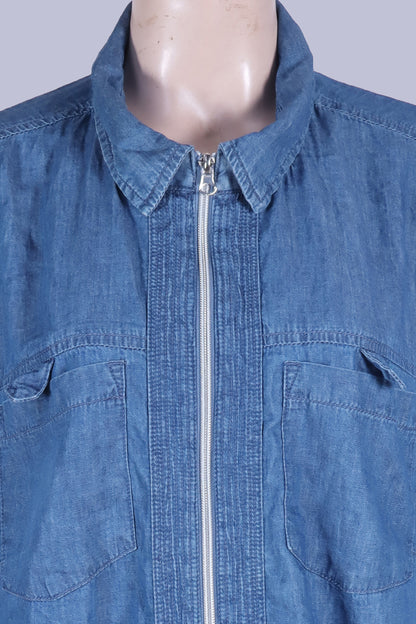 Stylish Denim Zip-Up Shirt