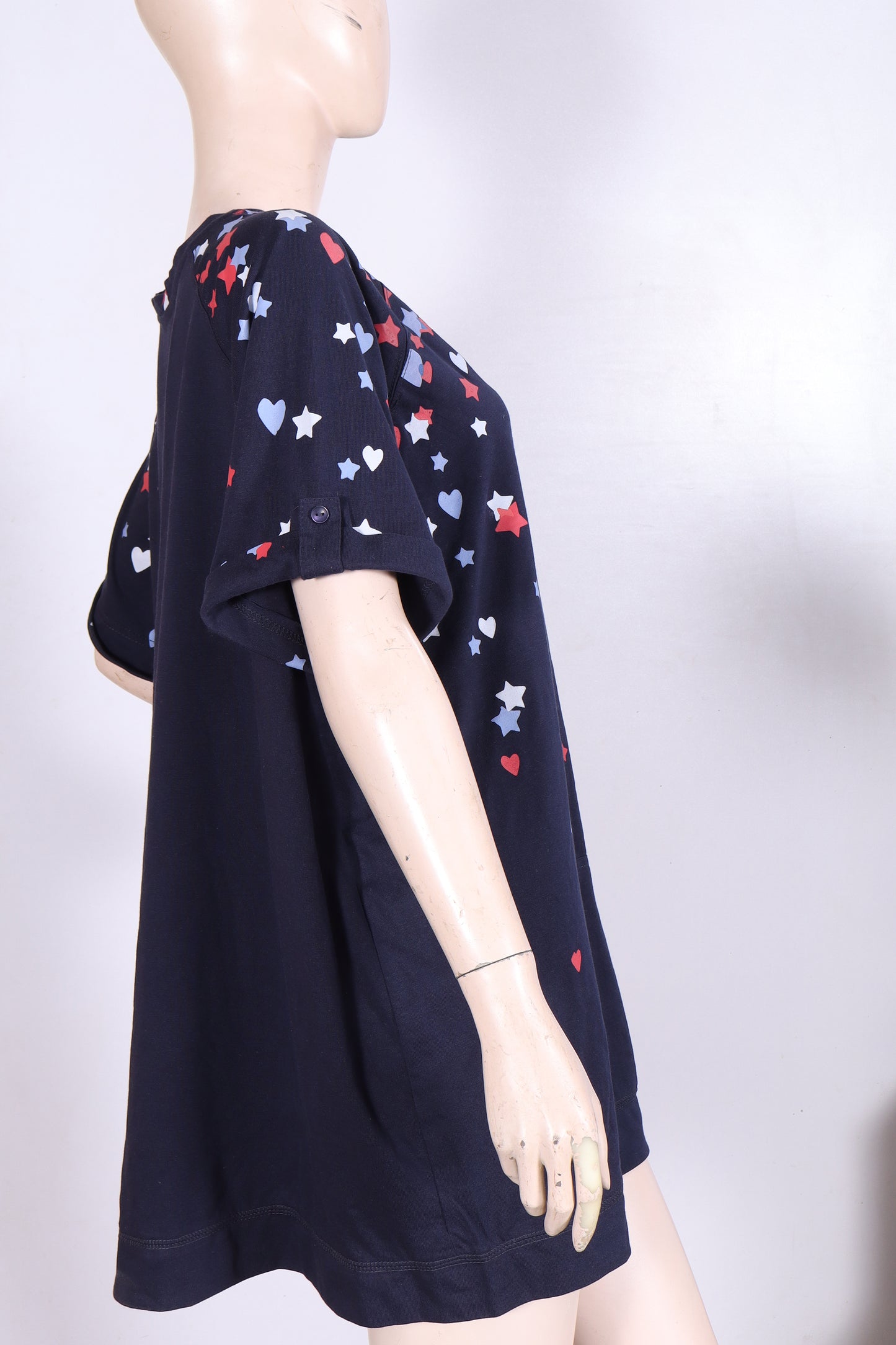 Women's Navy Star & Heart Print Lounge Top with Pocket