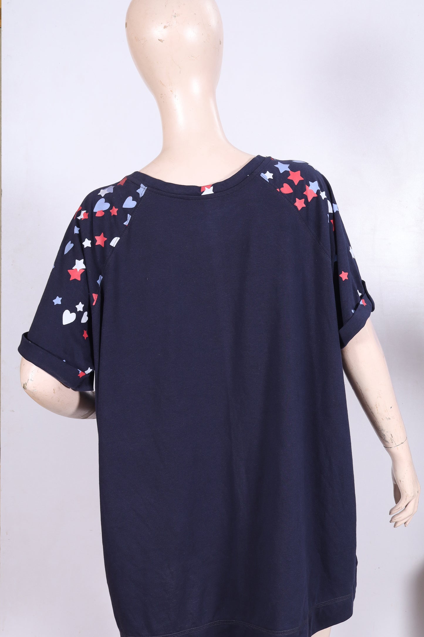 Women's Navy Star & Heart Print Lounge Top with Pocket