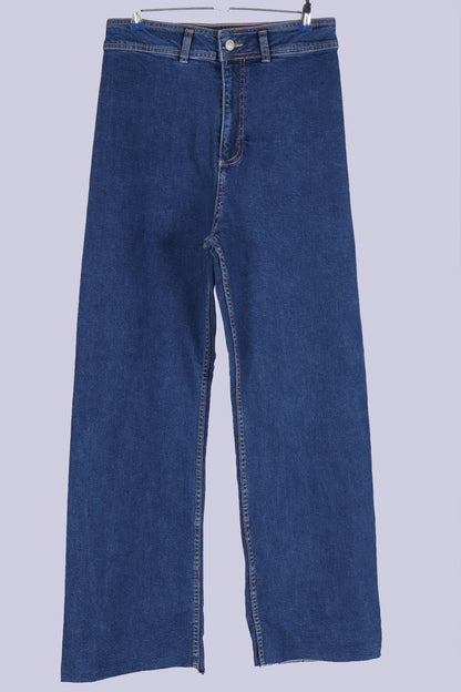 Classic High  waist  Wide-Leg Denim Blue