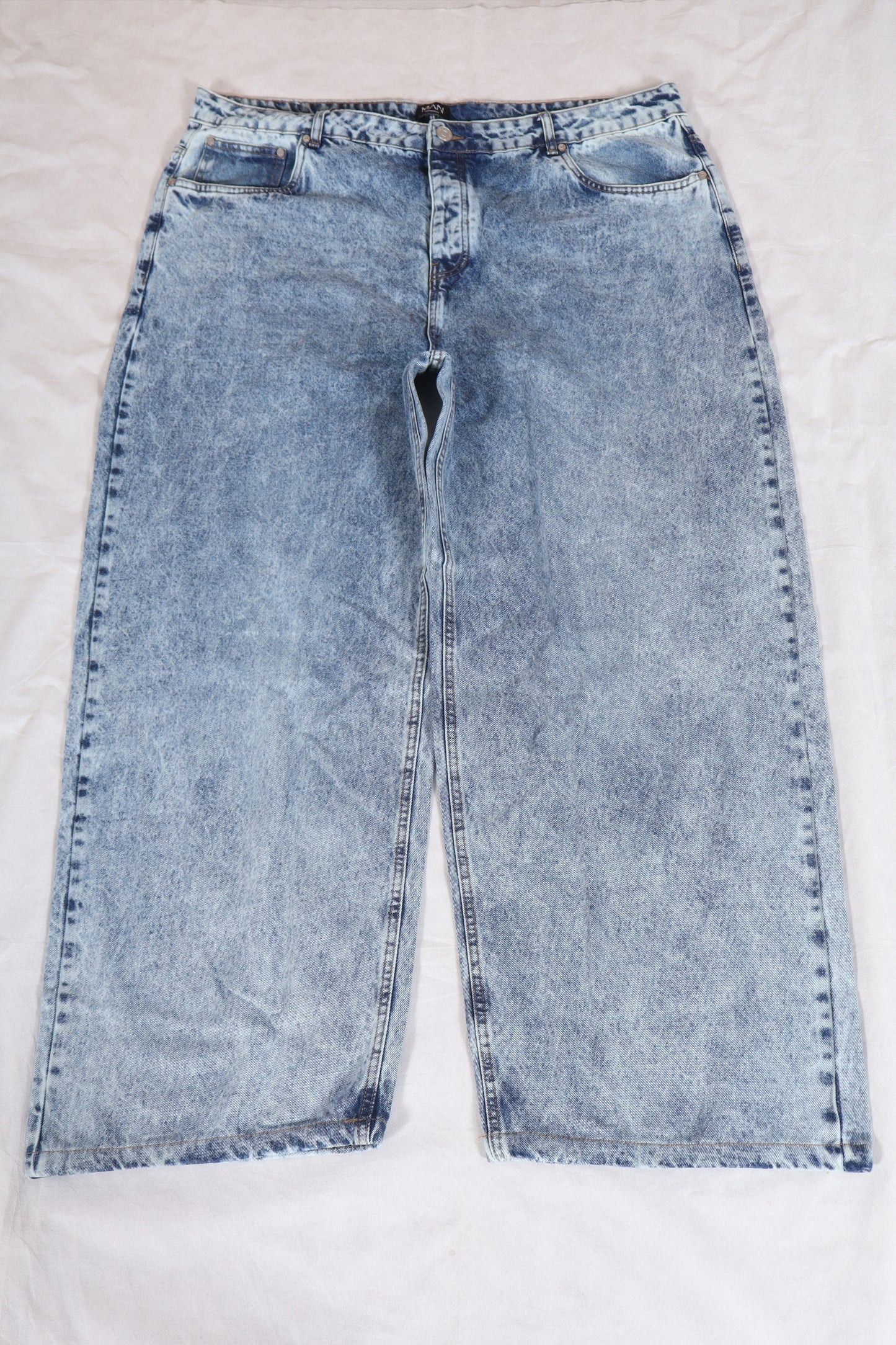 Retro Acid Wash High Waist Wide-Leg Denim Jeans