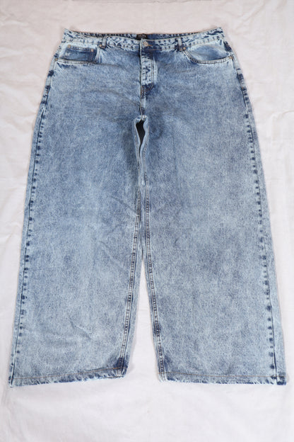Retro Acid Wash High Waist Wide-Leg Denim Jeans
