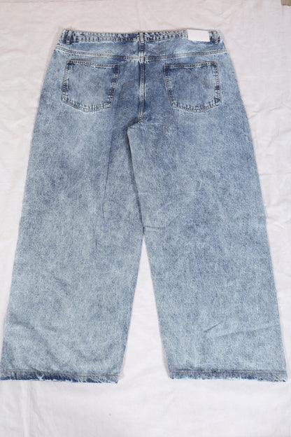 Retro Acid Wash High Waist Wide-Leg Denim Jeans