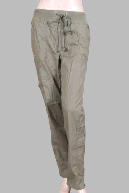 Women’s Utility Drawstring Cargo Trousers – Olive Green