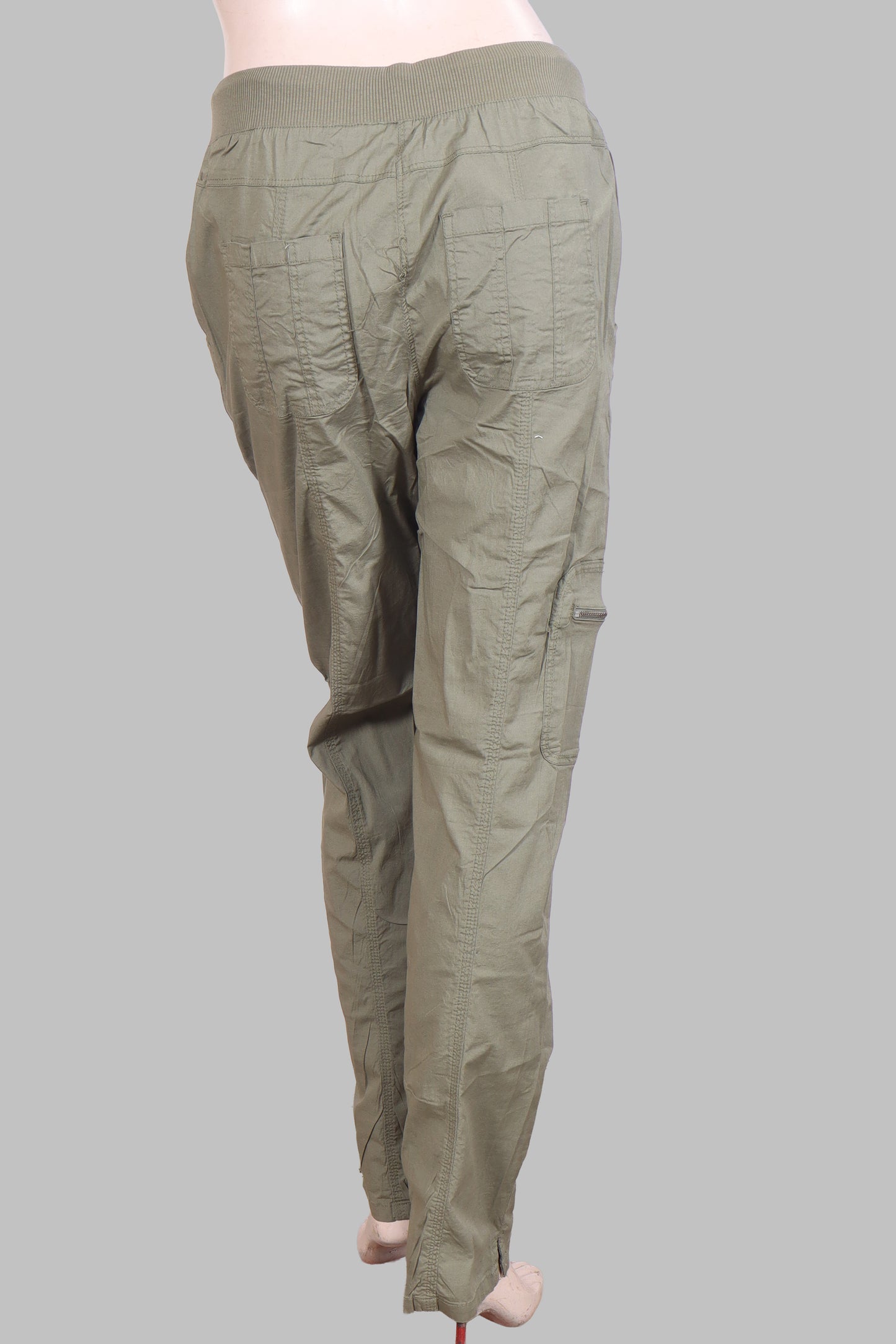 Women’s Utility Drawstring Cargo Trousers – Olive Green
