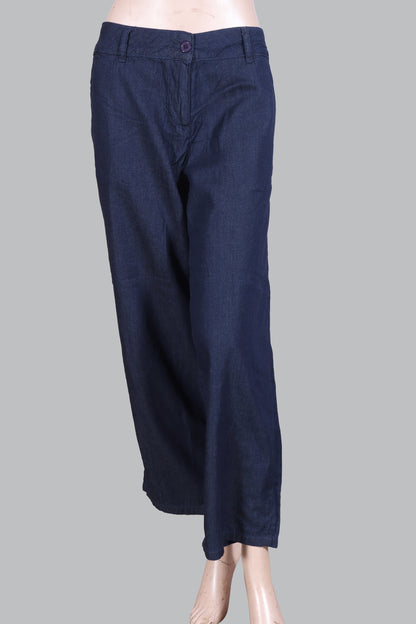 Chambray Wide-Leg Trousers
