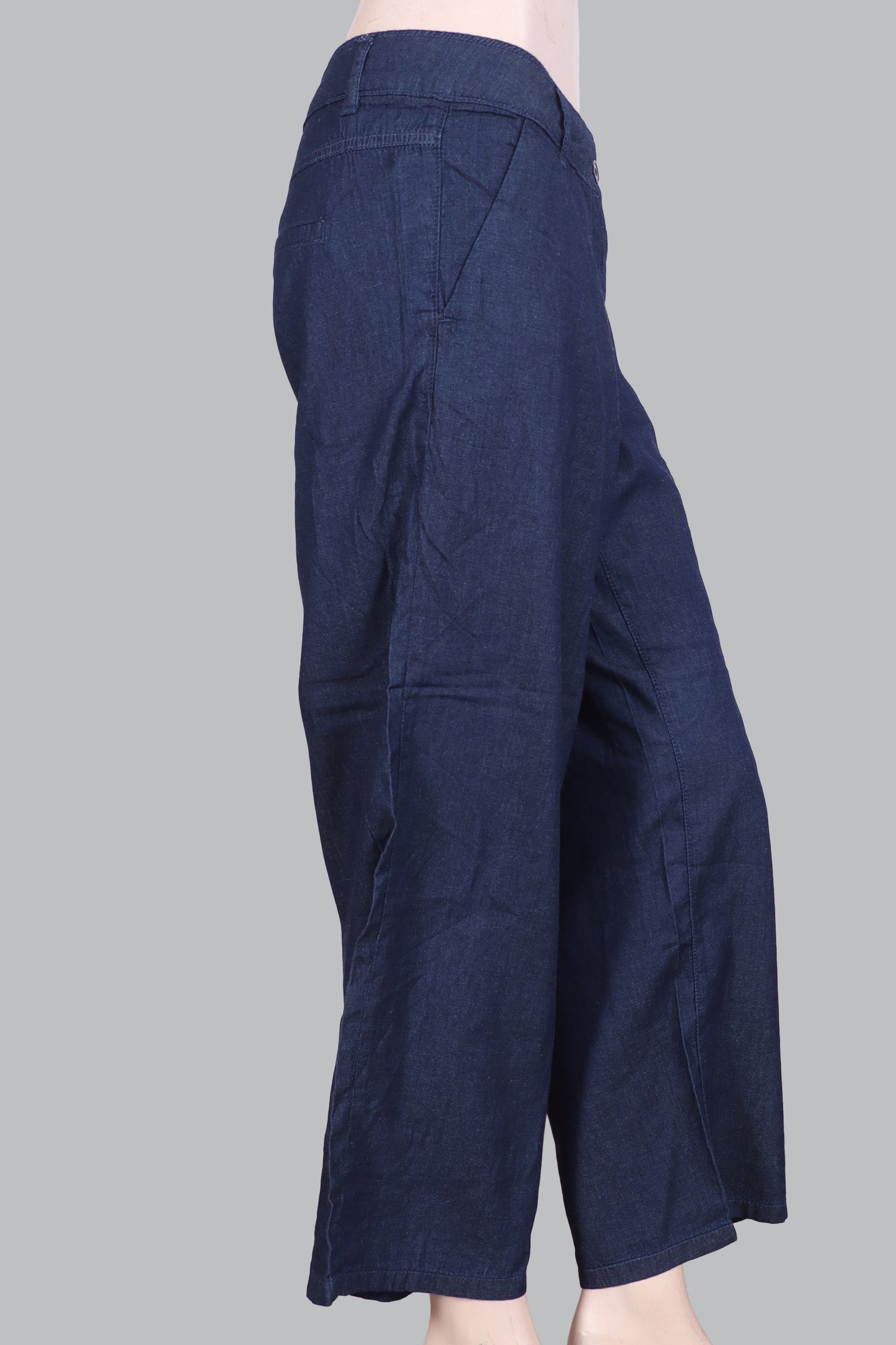 Chambray Wide-Leg Trousers
