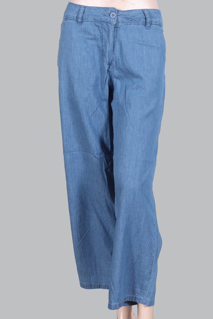 Chambray Wide-Leg Trousers
