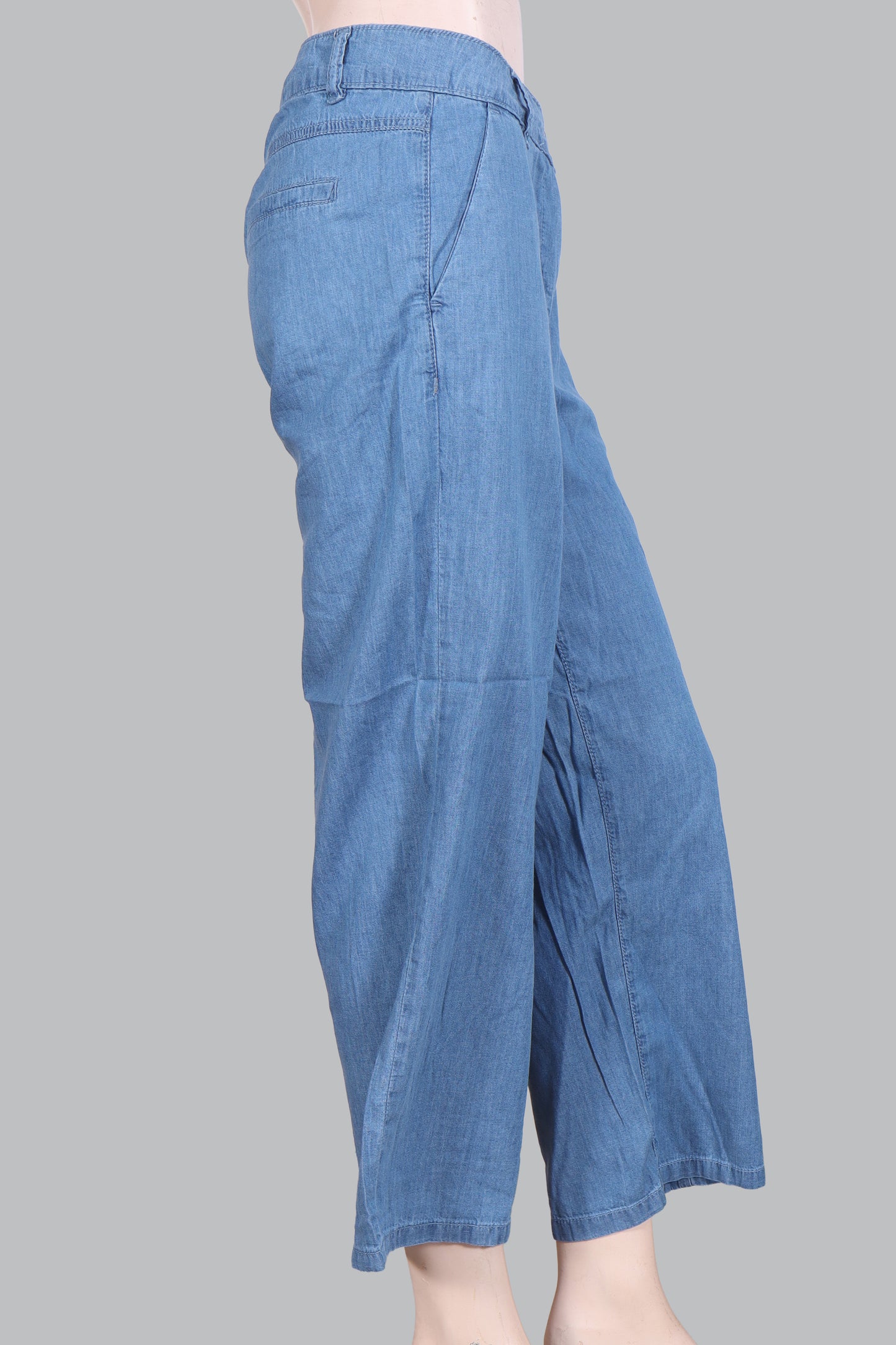 Chambray Wide-Leg Trousers
