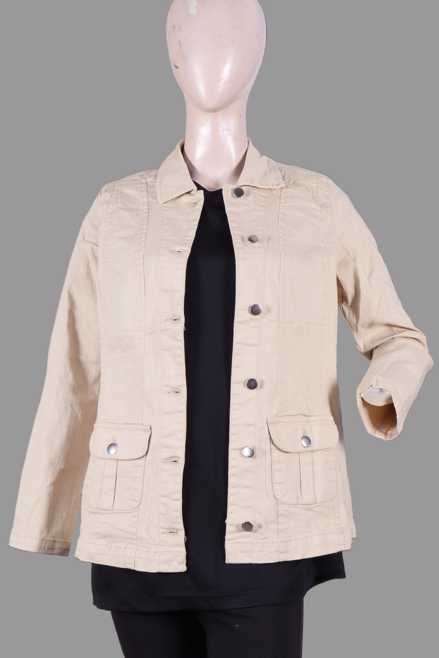 Women’s Beige Casual Denim Jacket