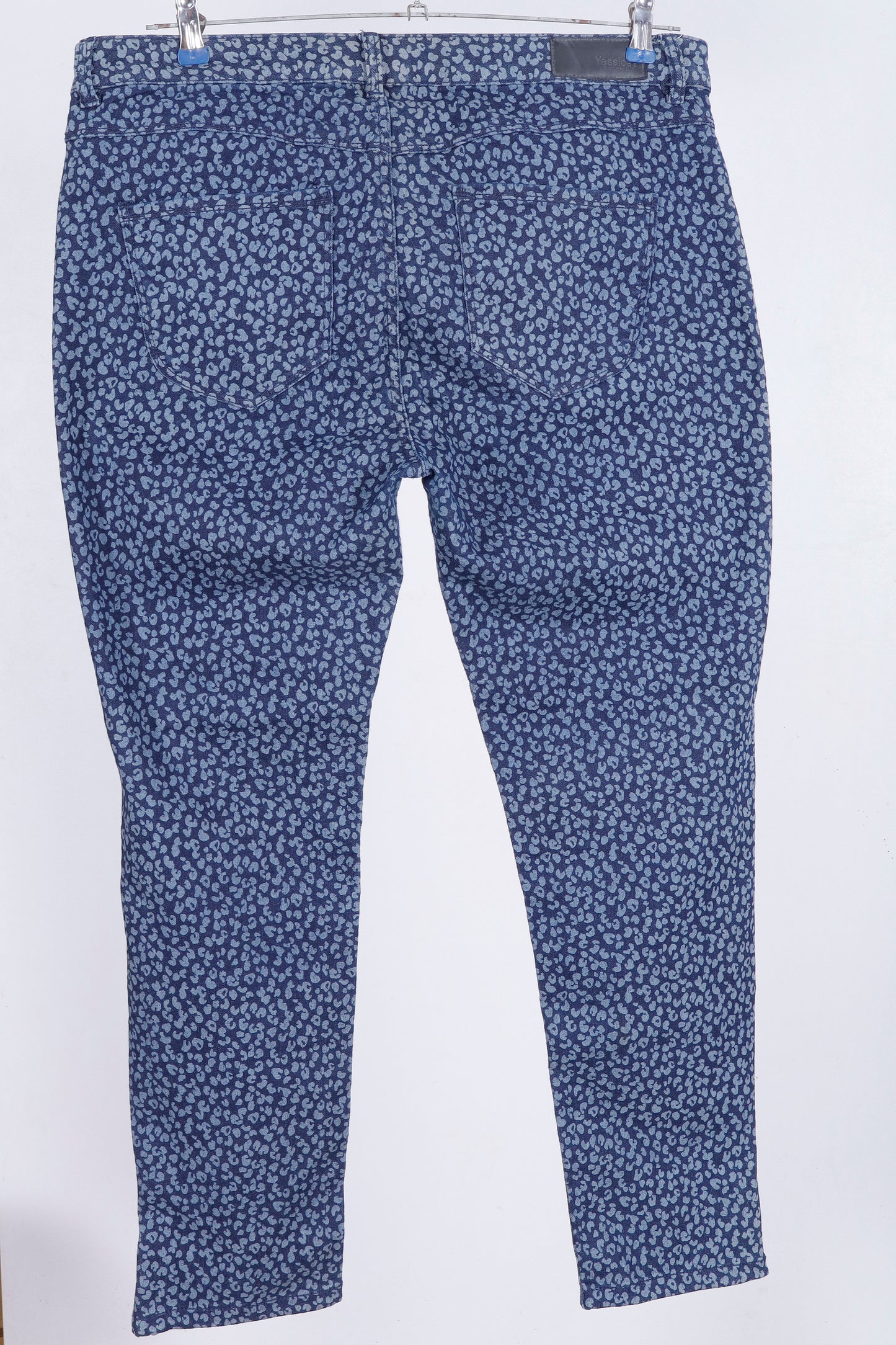 Yessica Blue Animal Print Slim Fit Jeans with Ankle Zippers
