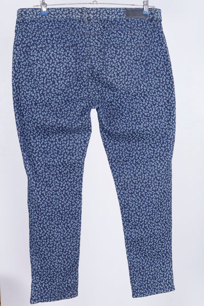 Yessica Blue Animal Print Slim Fit Jeans with Ankle Zippers