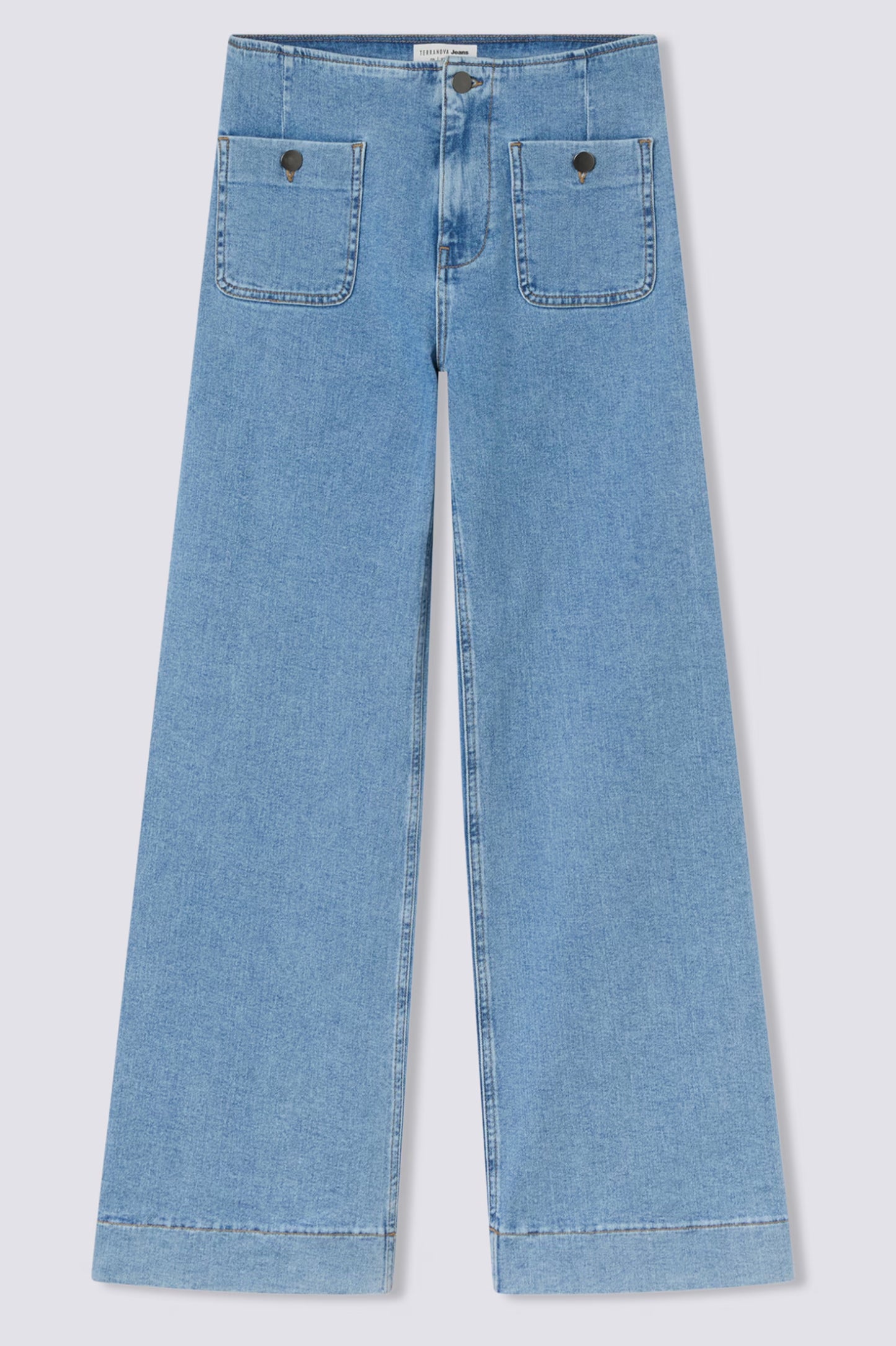 Wide leg jeans with patch pockets Middle blue denim
