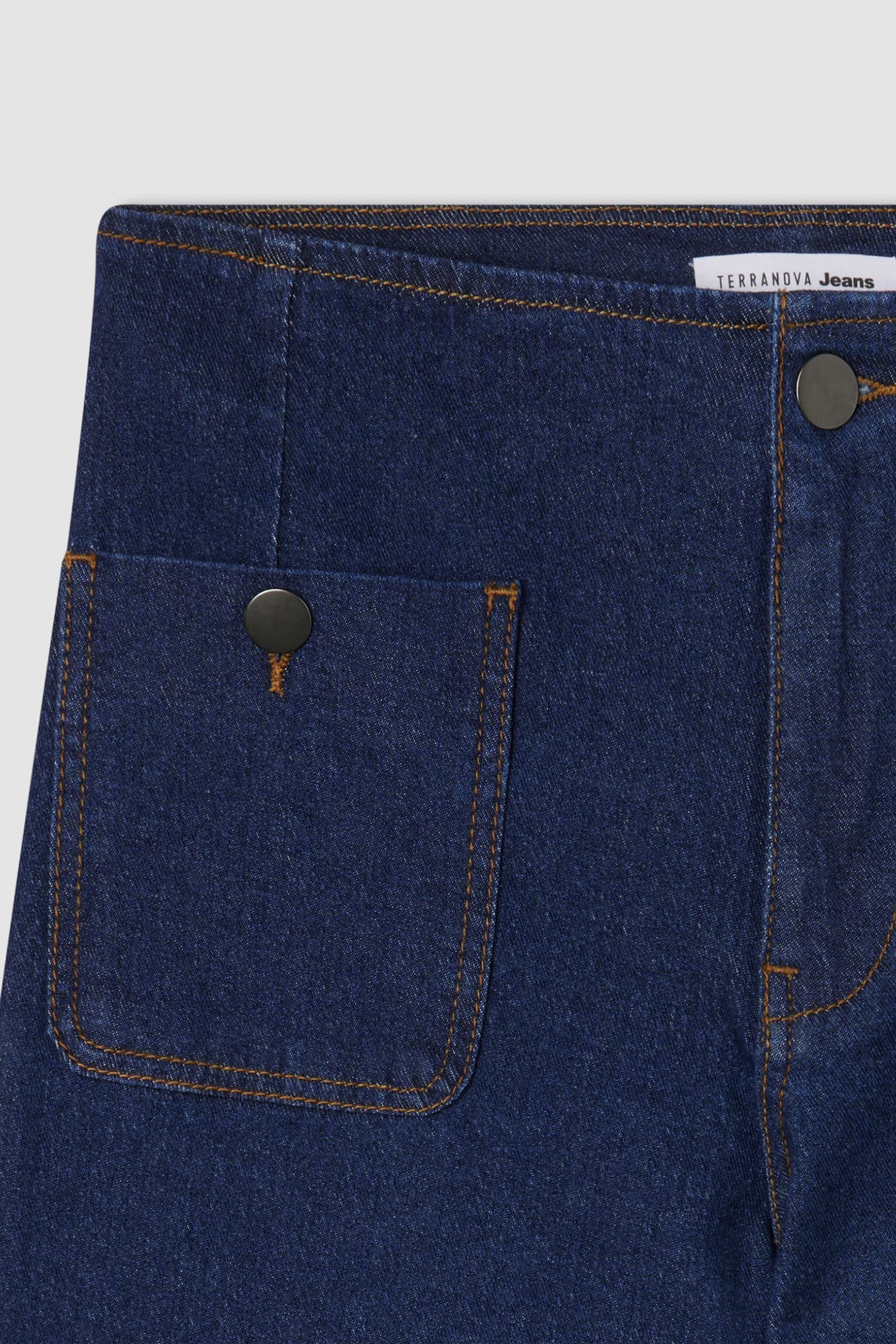 Dark wide-leg jeans with patch pockets Dark blue denim
