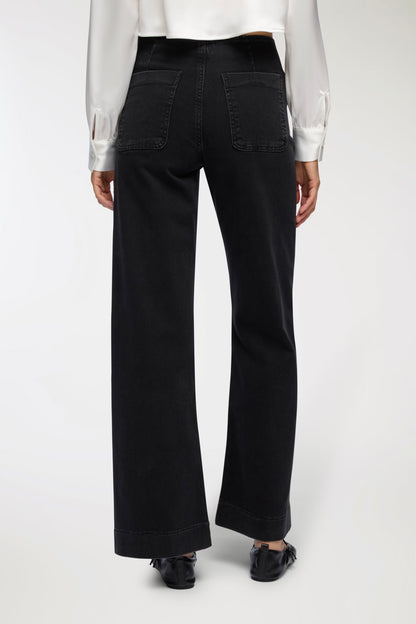 Wide-leg jeans with patch pockets denim black