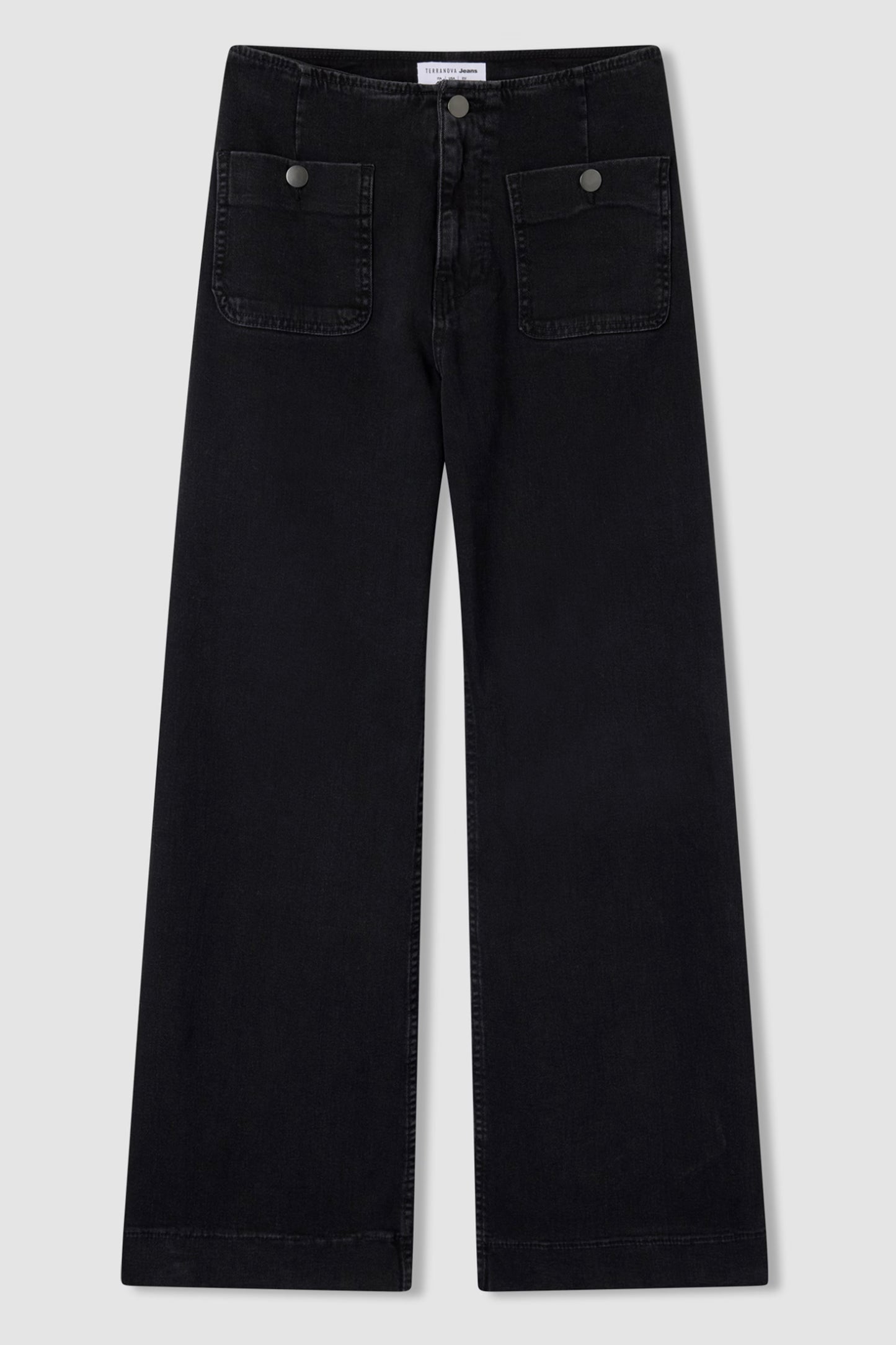 Wide-leg jeans with patch pockets denim black
