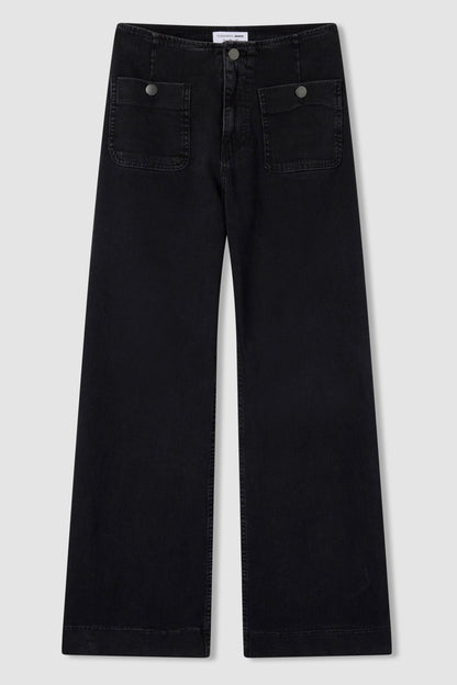 Wide-leg jeans with patch pockets denim black