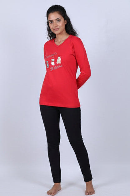 Women's Santa's Helpers Red Long-Sleeve V-Neck T-Shirt