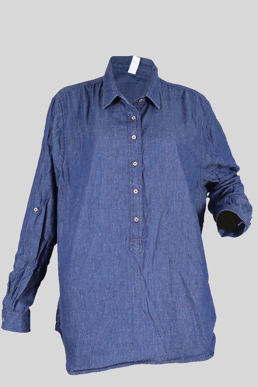 Classic Blue Denim Shirt – Long Sleeve Casual Wear