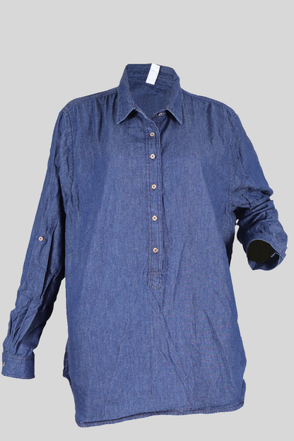 Classic Blue Denim Shirt – Long Sleeve Casual Wear