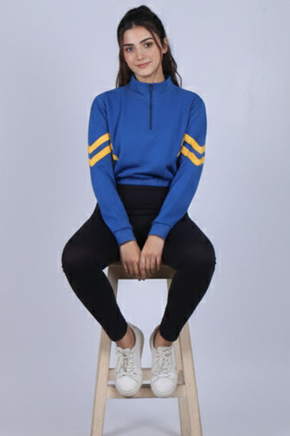 Sporty Chic: Cropped Quarter-Zip Sweatshirt