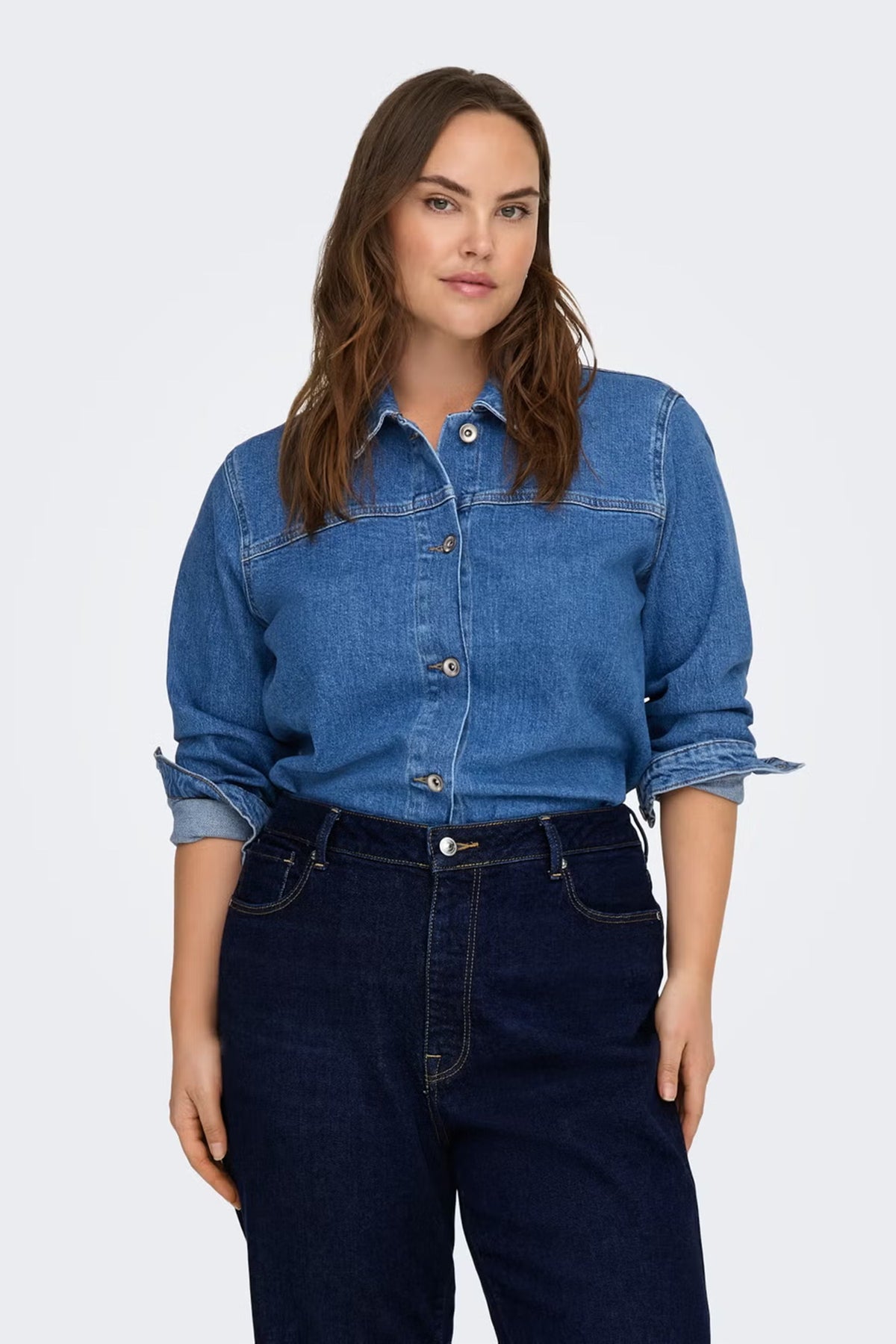 Classic Medium-Wash Denim Overshirt