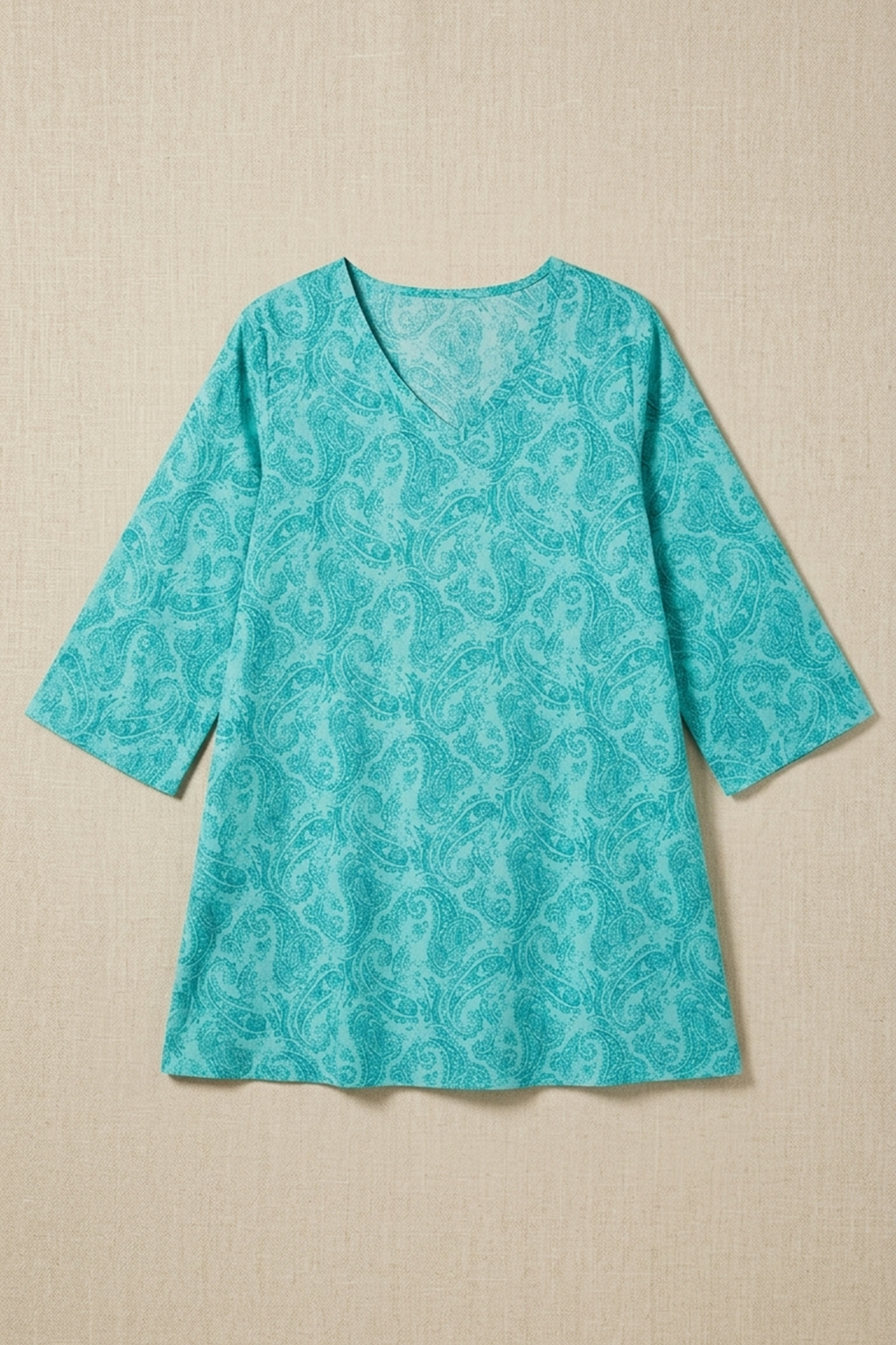 Women’s Turquoise Paisley V-Neck Tunic