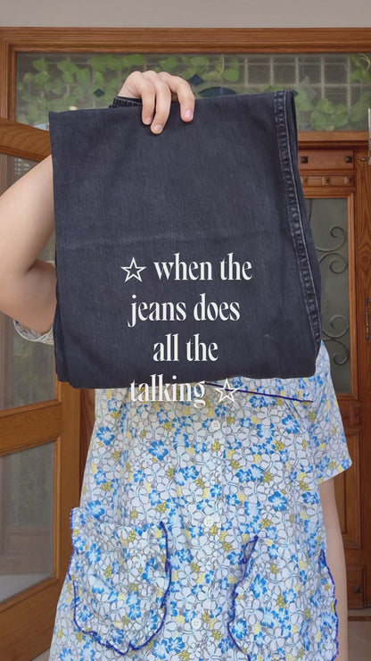 Wide-leg jeans with patch pockets denim black