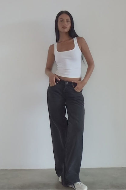 Roomy Extra Wide  Jeans in Washed Black