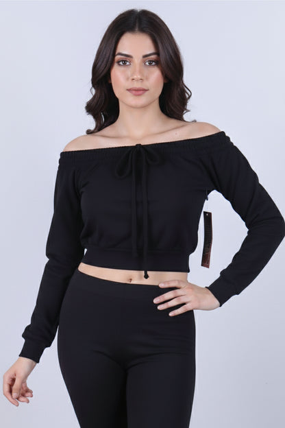 Premium Cotton Blend Drawstring Crop Top
