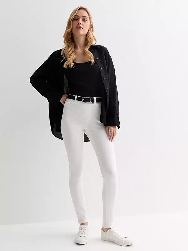 White Elastic  Denim Stretch Jegging