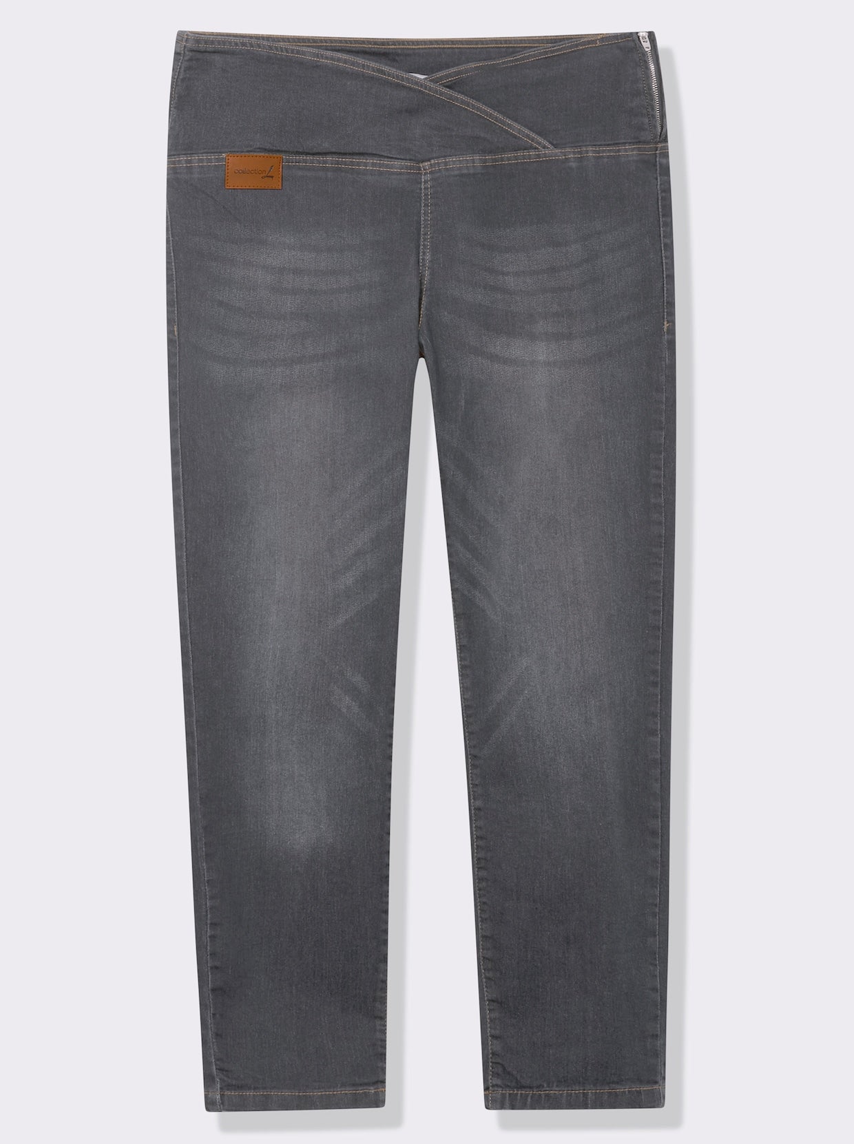 Stretchable jeggings with overlapping waist band