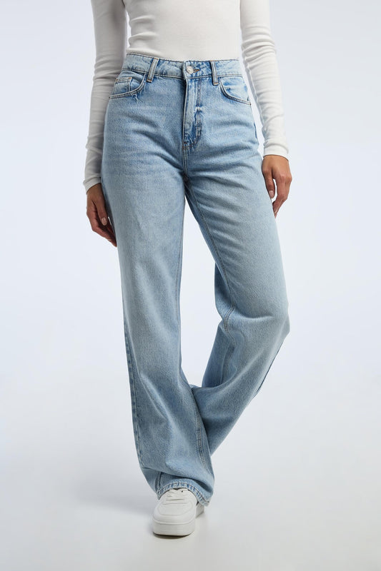 High-Waisted Light Blue Wide Leg Baggy Jeans