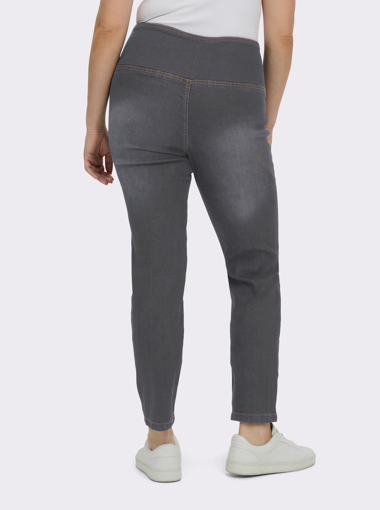 Stretchable jeggings with overlapping waist band