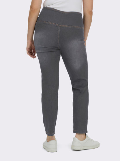 Stretchable jeggings with overlapping waist band