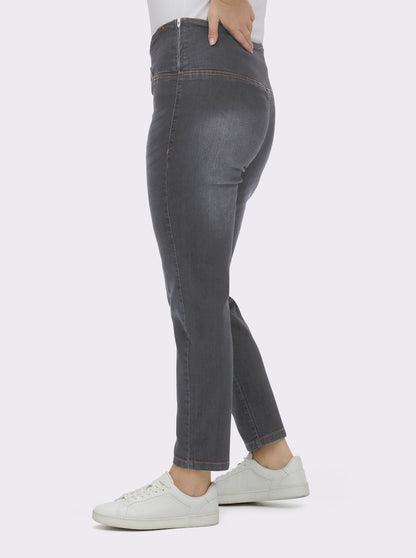 Stretchable jeggings with overlapping waist band
