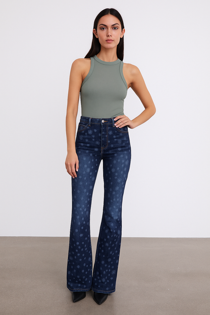 Girl's vintage wash bell-bottom jeans