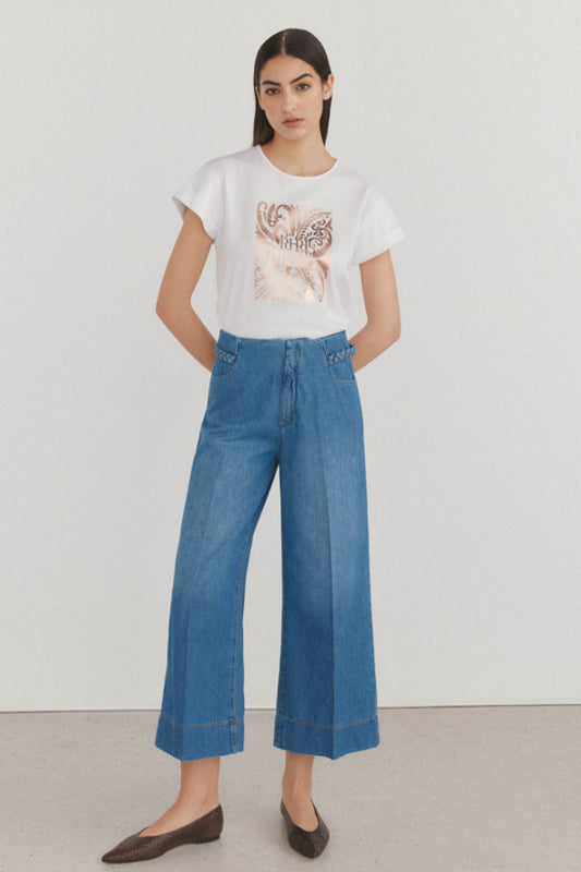 High rise culotte jeans
