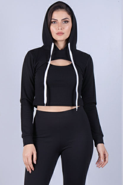 Black Cropped Top Set