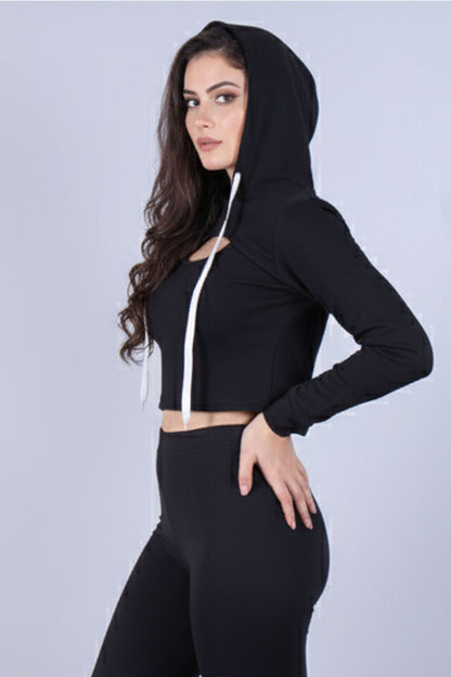 Black Cropped Top Set